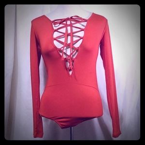 NWOT lace up sexy body suit